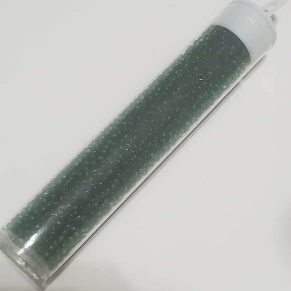 5/$15 Seed Bead Czech Glass Transparent Green Tube - Picture 2 of 4